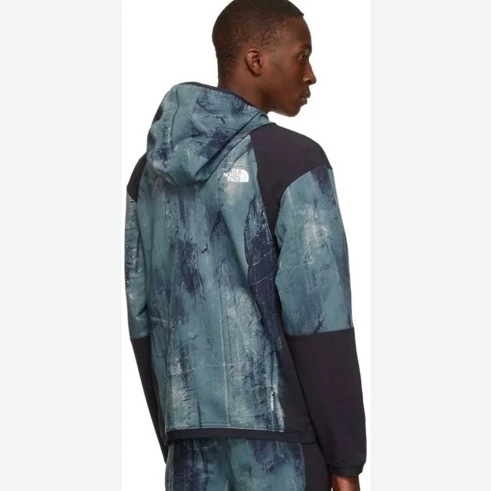 TNF Printed Tekware Fleece Full-Zip Hoodie in Goblin Blue/ Rock Print, s…